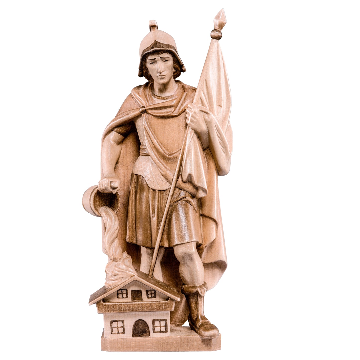MONDO CATTOLICO Glossy / 13 cm (5.1 in) Wooden Statue of St. Florian Modern Style