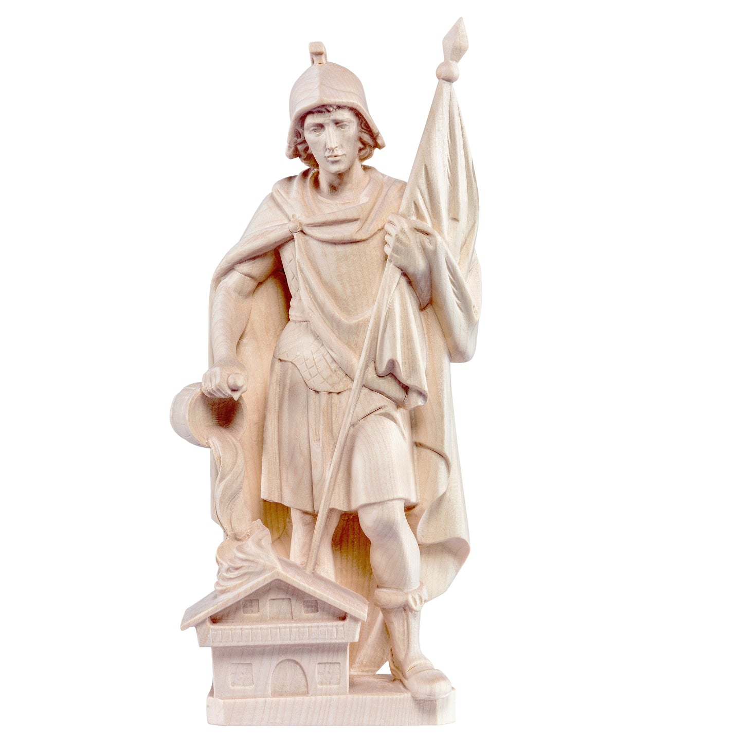 MONDO CATTOLICO Natural / 13 cm (5.1 in) Wooden Statue of St. Florian Modern Style