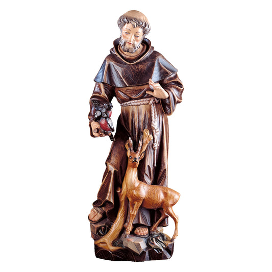 Mondo Cattolico Colored / 10 cm (3.9 in) Wooden statue of St. Francis