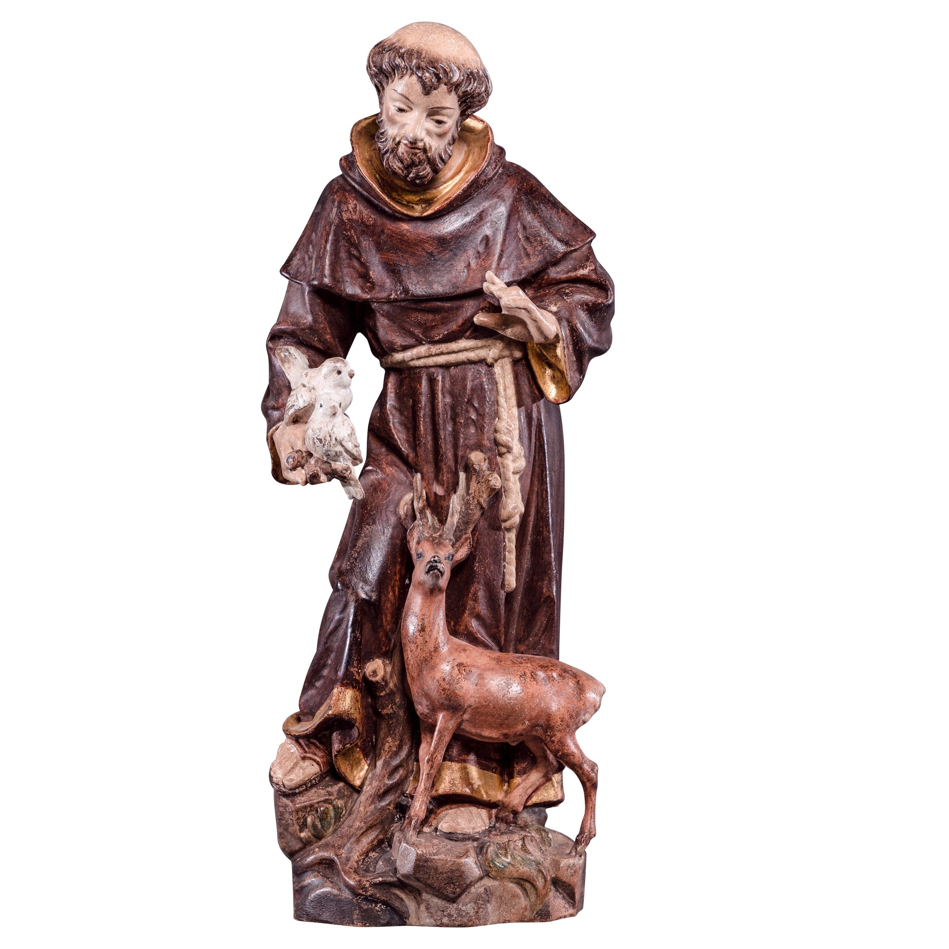 Mondo Cattolico Golden / 30 cm (11.8 in) Wooden statue of St. Francis