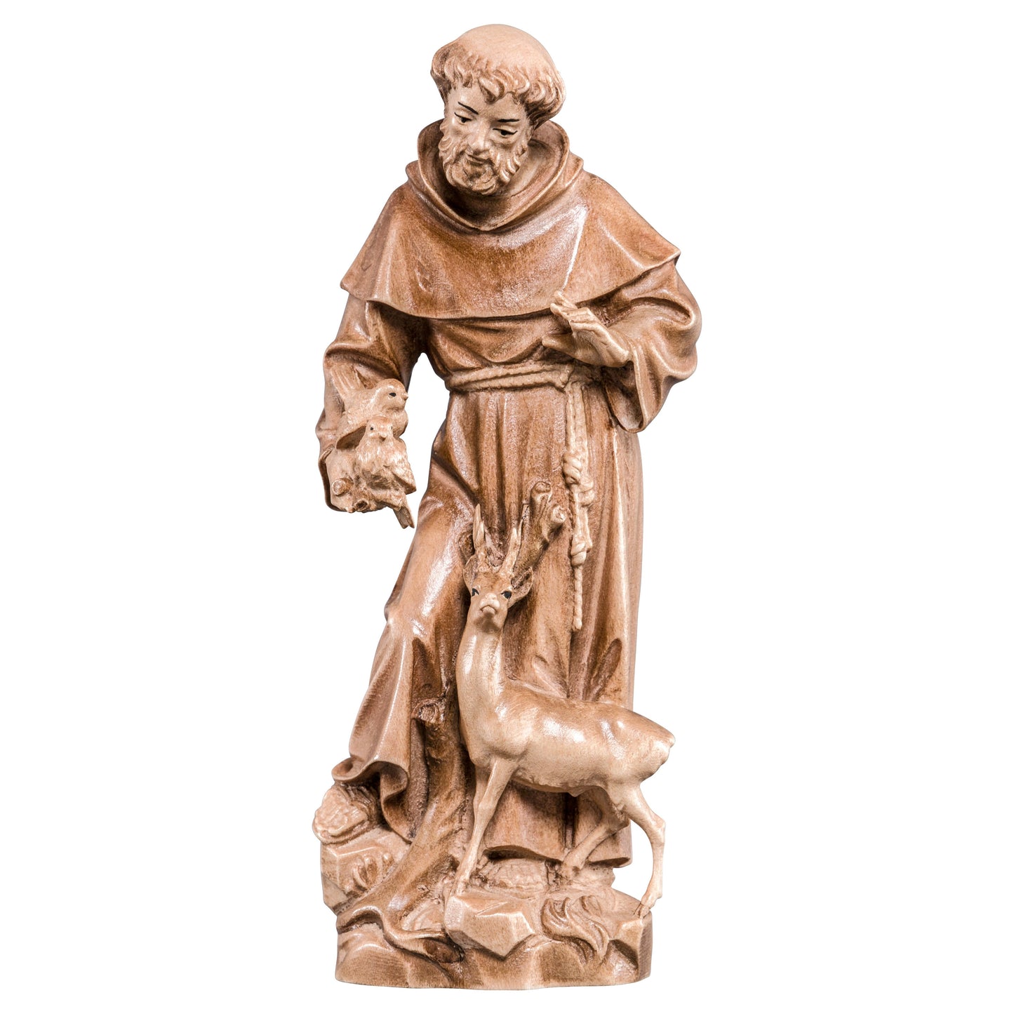 Mondo Cattolico Glossy / 10 cm (3.9 in) Wooden statue of St. Francis