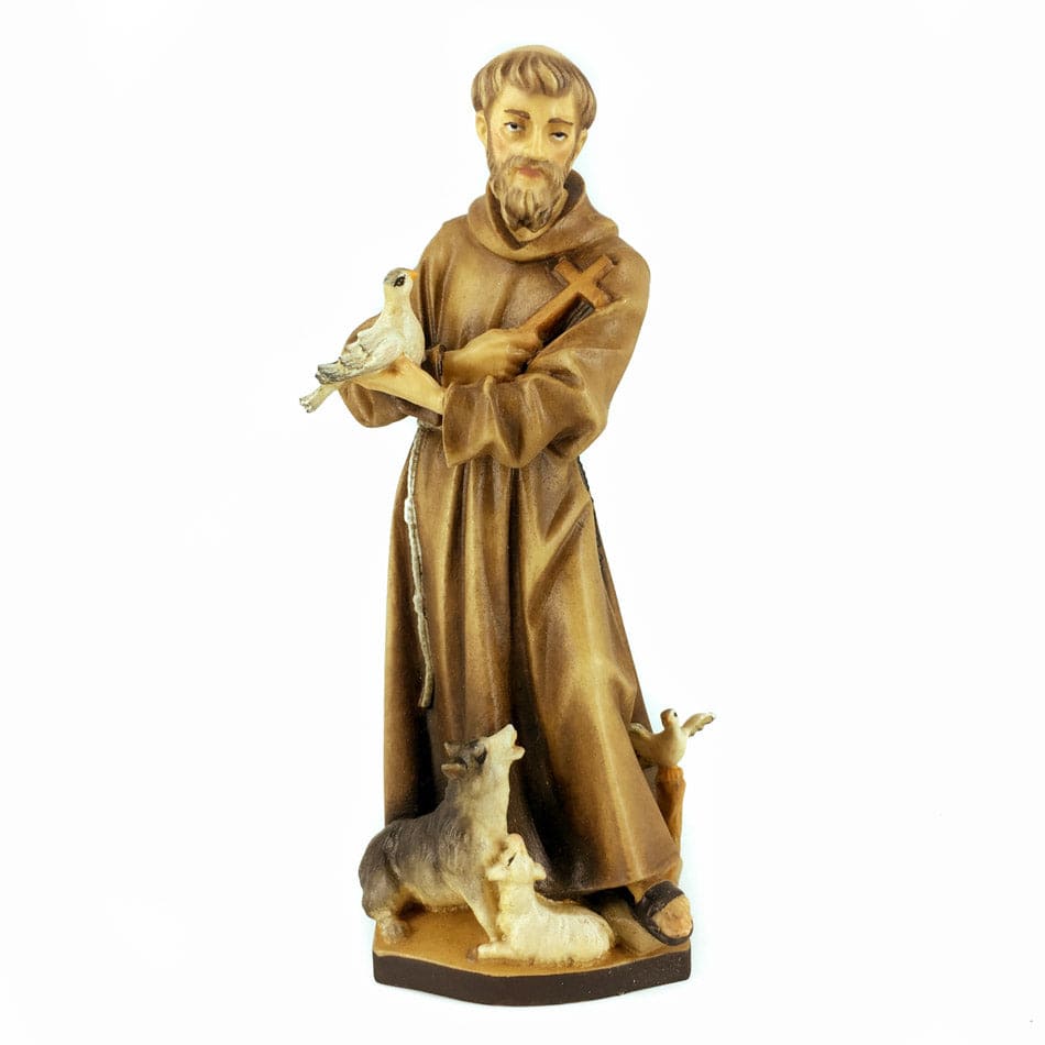 MONDO CATTOLICO 15 cm (5.91 in) Wooden Statue of St. Francis of Assisi