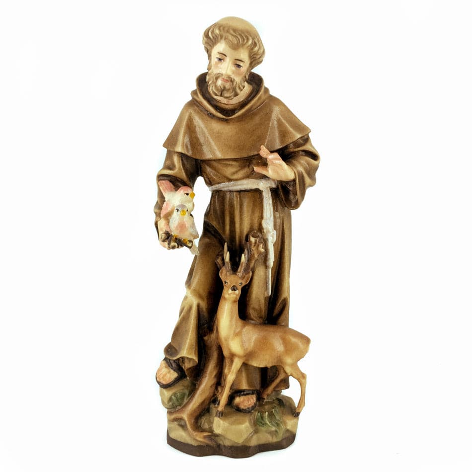 MONDO CATTOLICO Wooden Statue of St. Francis of Assisi With Animals