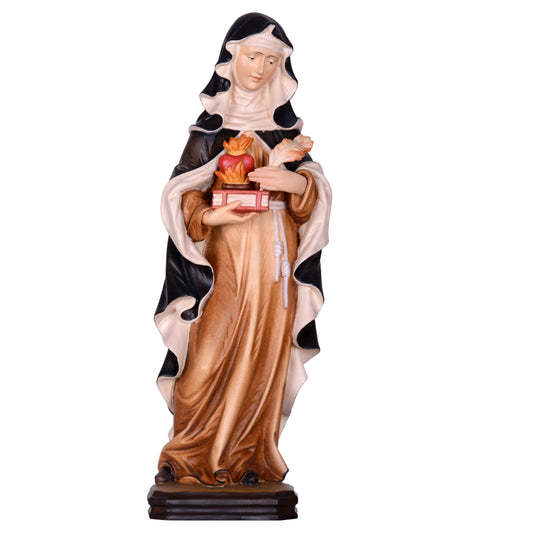 Mondo Cattolico Colored / 15 cm (5.9 in) Wooden statue of St. Gertrude
