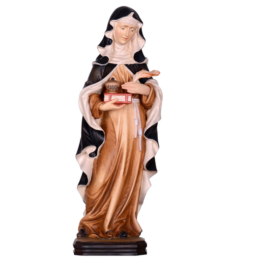 Mondo Cattolico Colored / 15 cm (5.9 in) Wooden statue of St. Hildegard