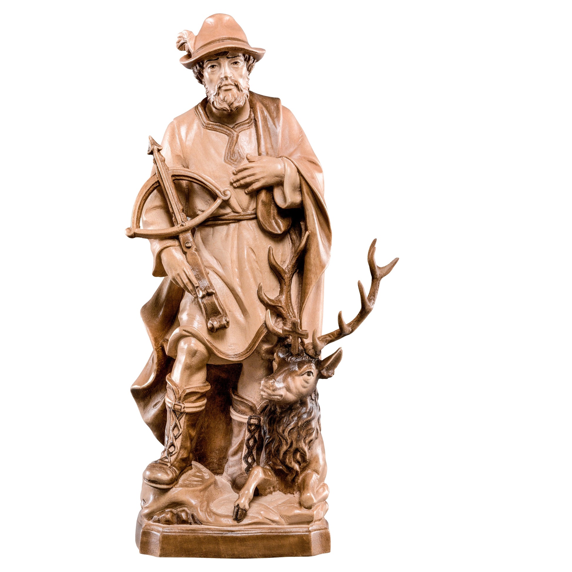 MONDO CATTOLICO Glossy / 15 cm (5.9 in) Wooden Statue of St. Hubertus