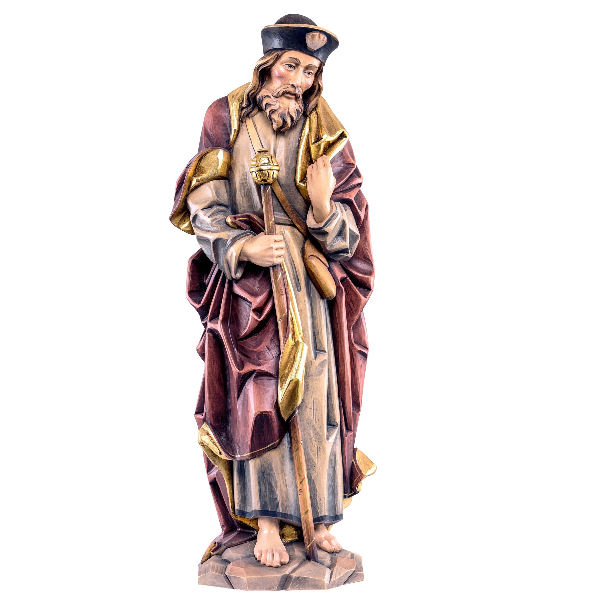 MONDO CATTOLICO Colored / 40 cm (15.7 in) Wooden statue of St. Jacob