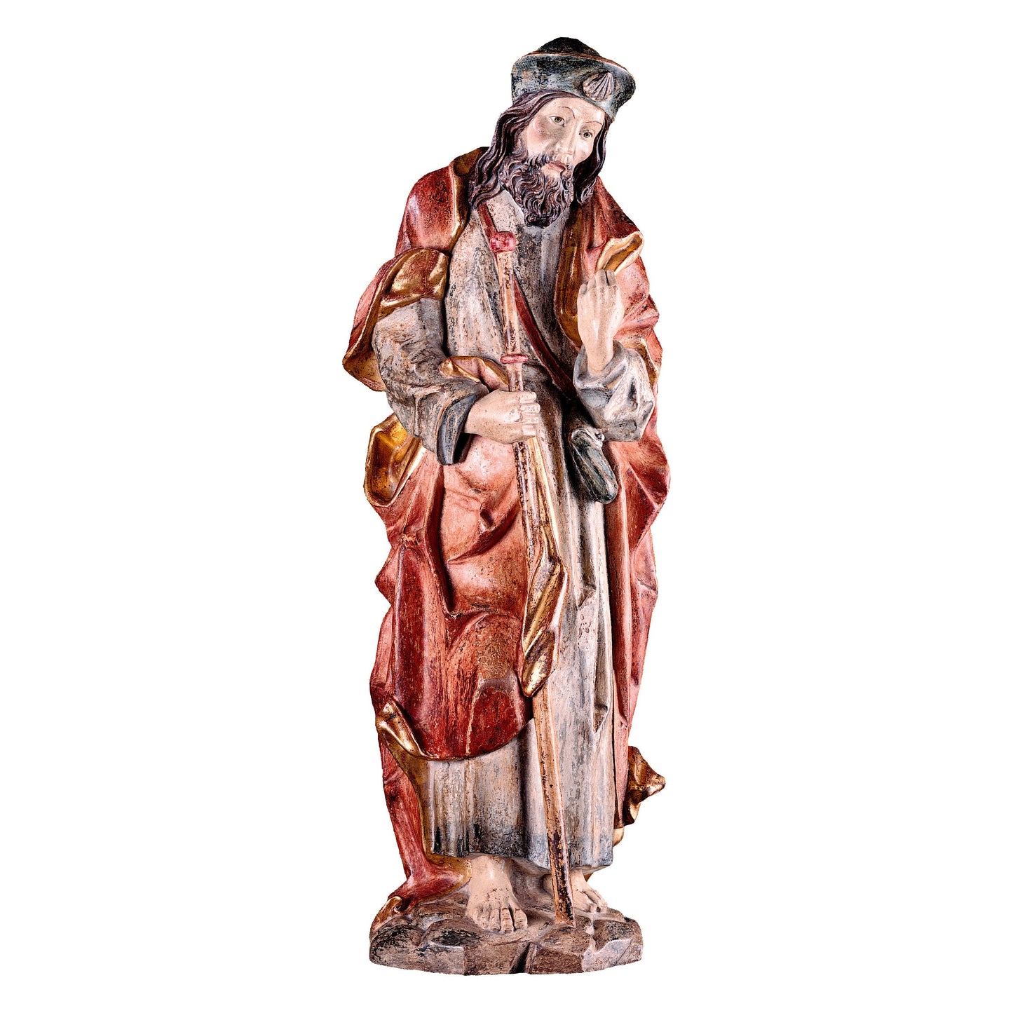 MONDO CATTOLICO Golden / 40 cm (15.7 in) Wooden statue of St. Jacob