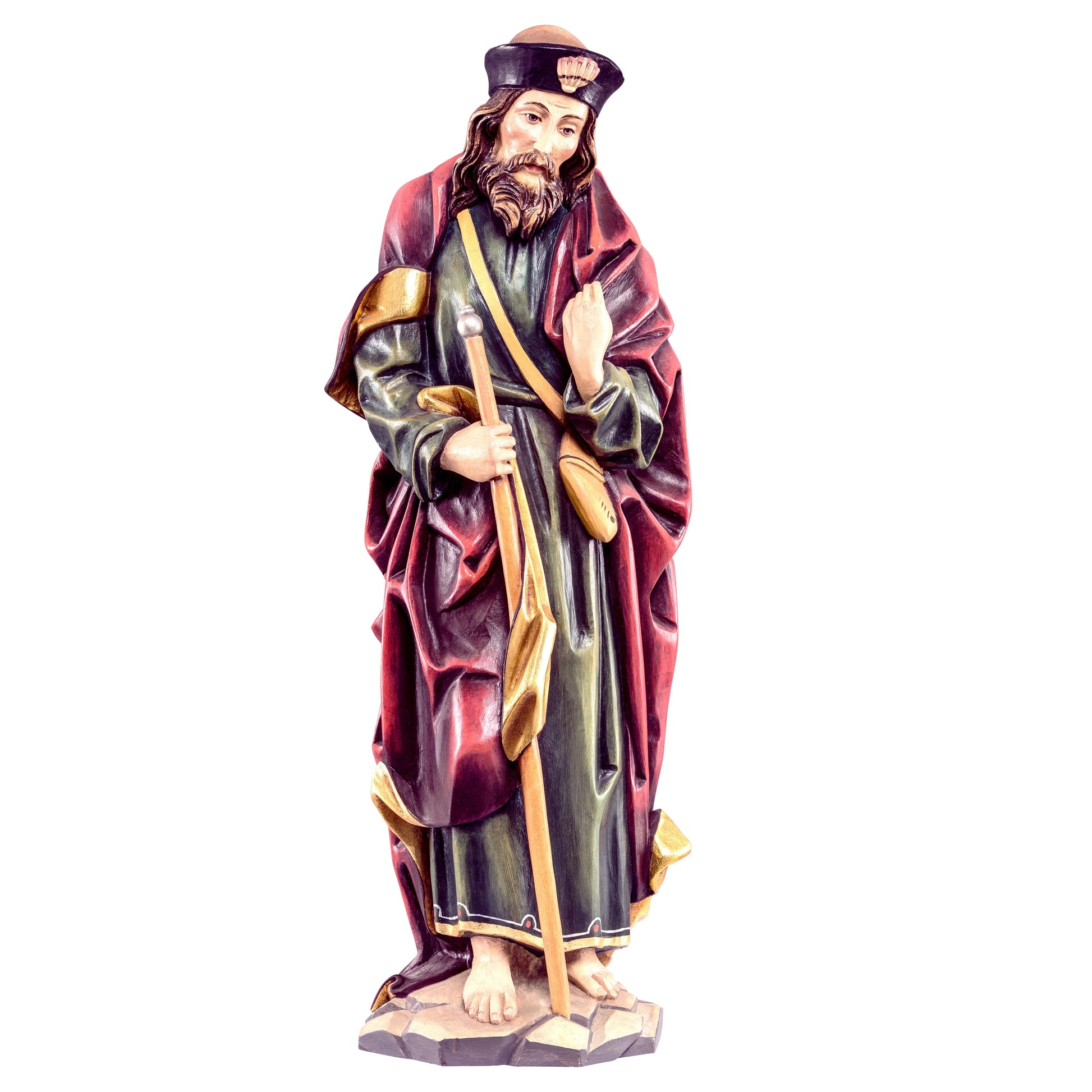Mondo Cattolico Antiqued / 40 cm (15.7 in) Wooden statue of St. Jacob