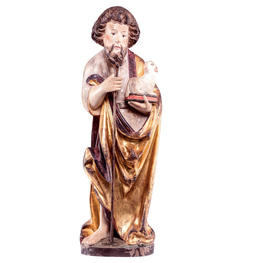 Mondo Cattolico Golden / 40 cm (15.7 in) Wooden statue of St. John with lamb