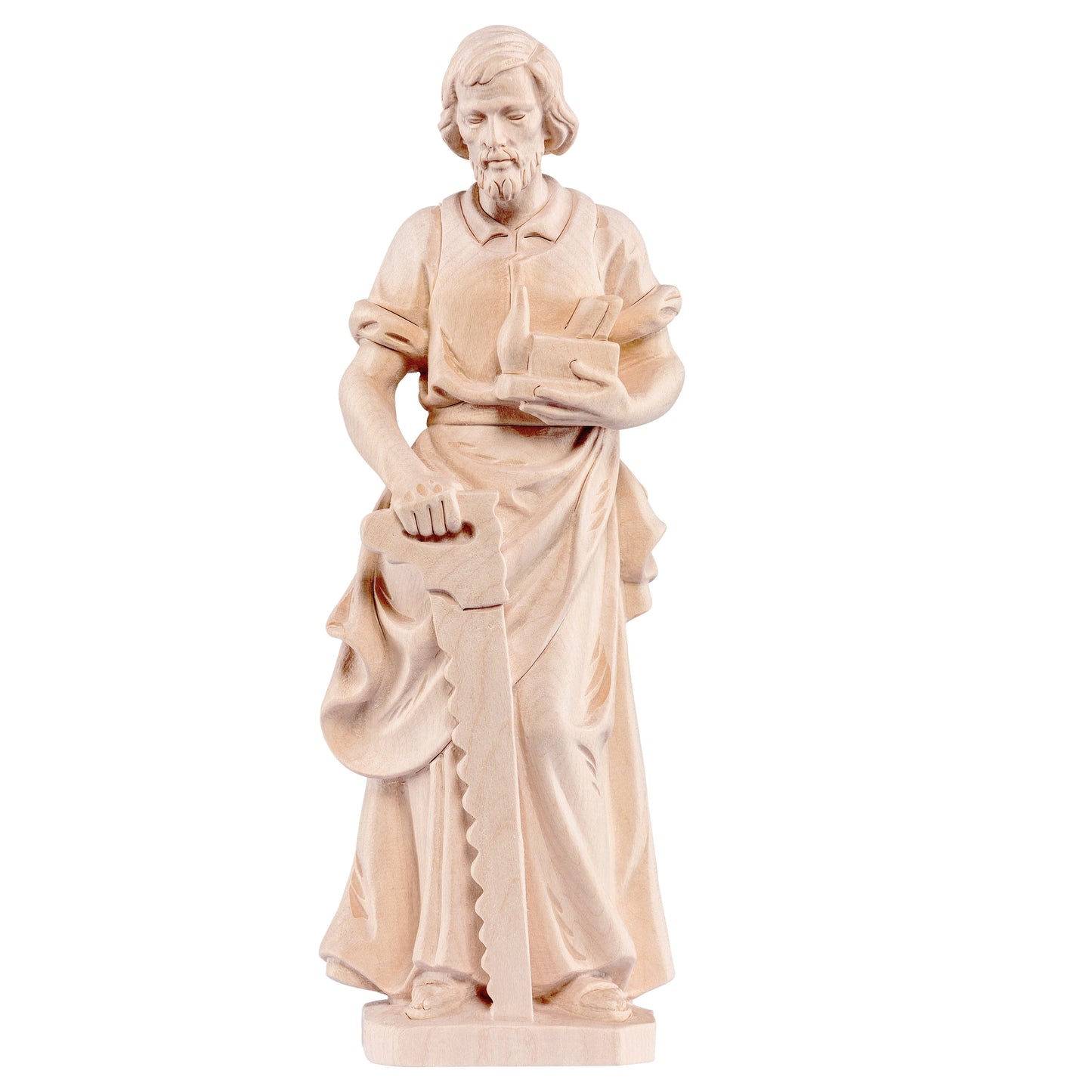 MONDO CATTOLICO Natural / 13 cm (5.1 in) Wooden Statue of St. Joseph as Carpenter