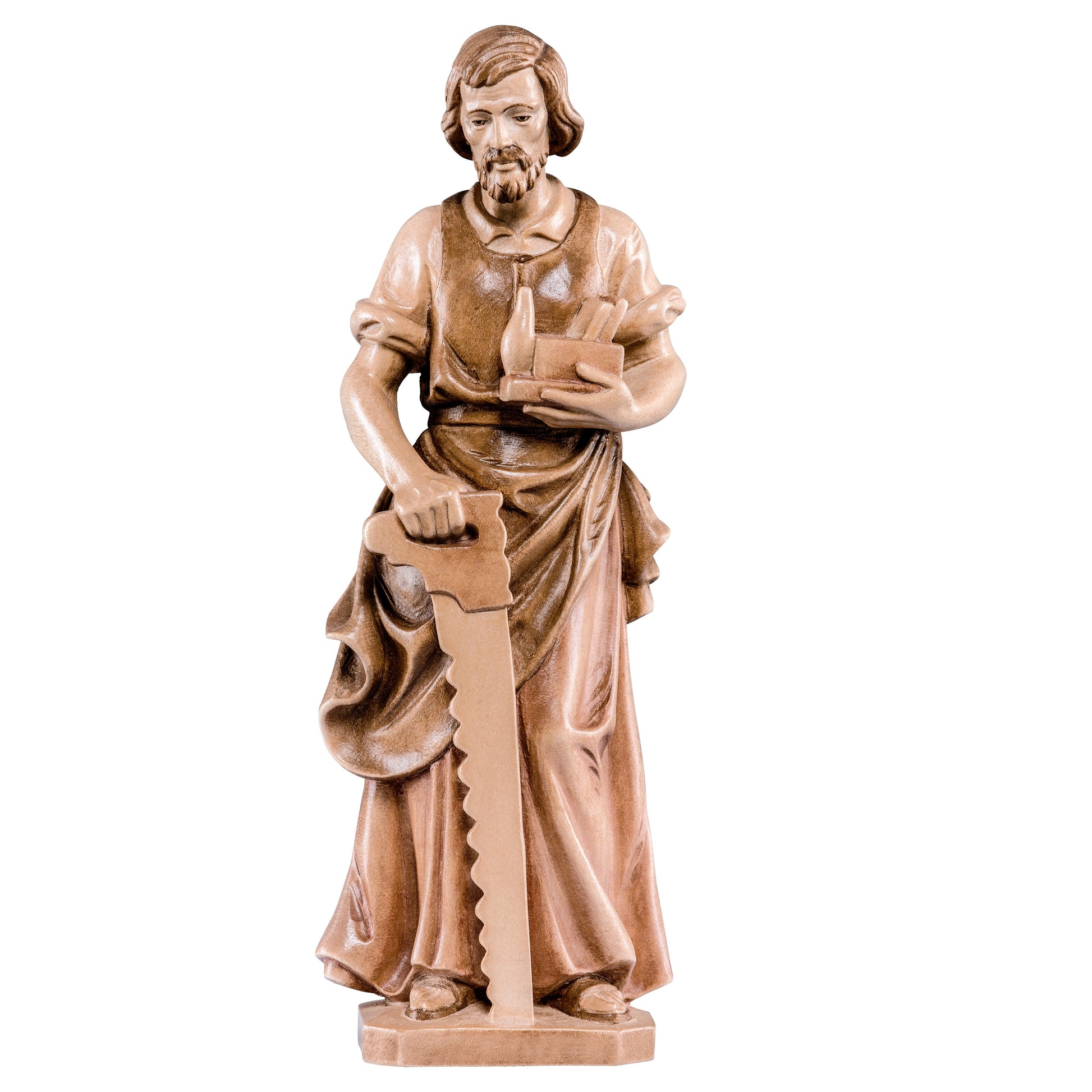 Mondo Cattolico Glossy / 13 cm (5.1 in) Wooden statue of St. Joseph as worker