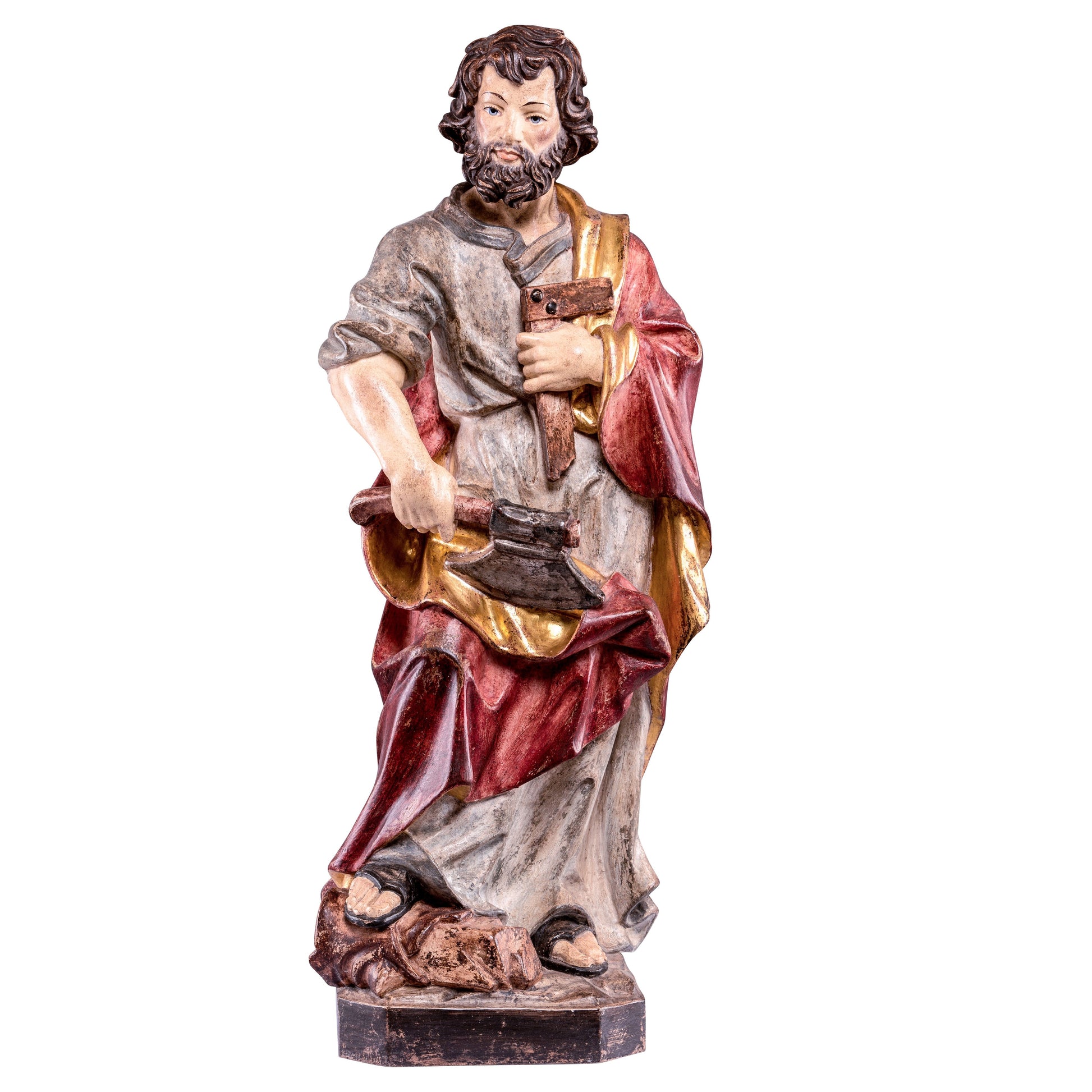 Mondo Cattolico Golden / 30 cm (11.8 in) Wooden statue of St. Joseph the carpenter