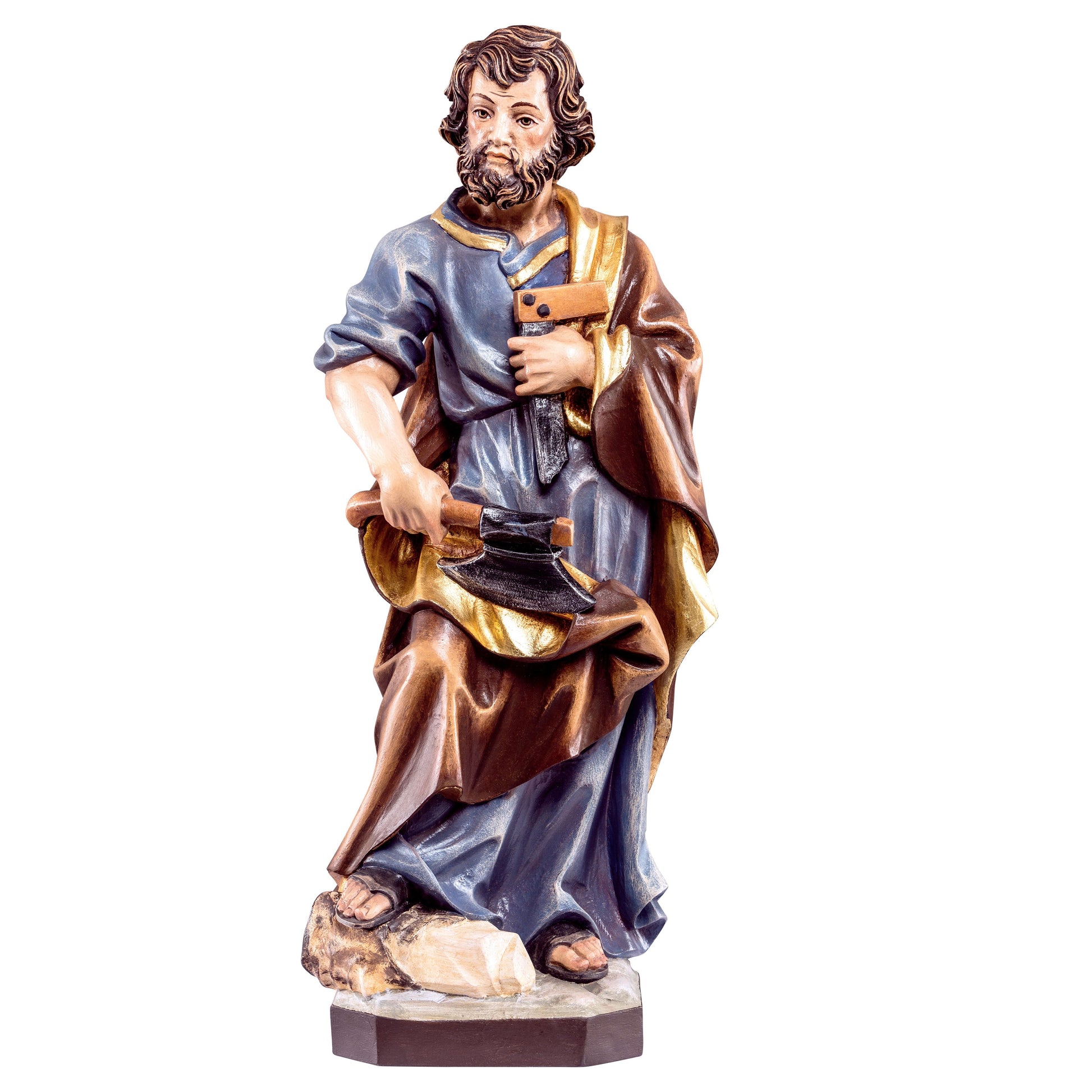 Mondo Cattolico Antiqued / 50 cm (19.7 in) Wooden statue of St. Joseph the carpenter