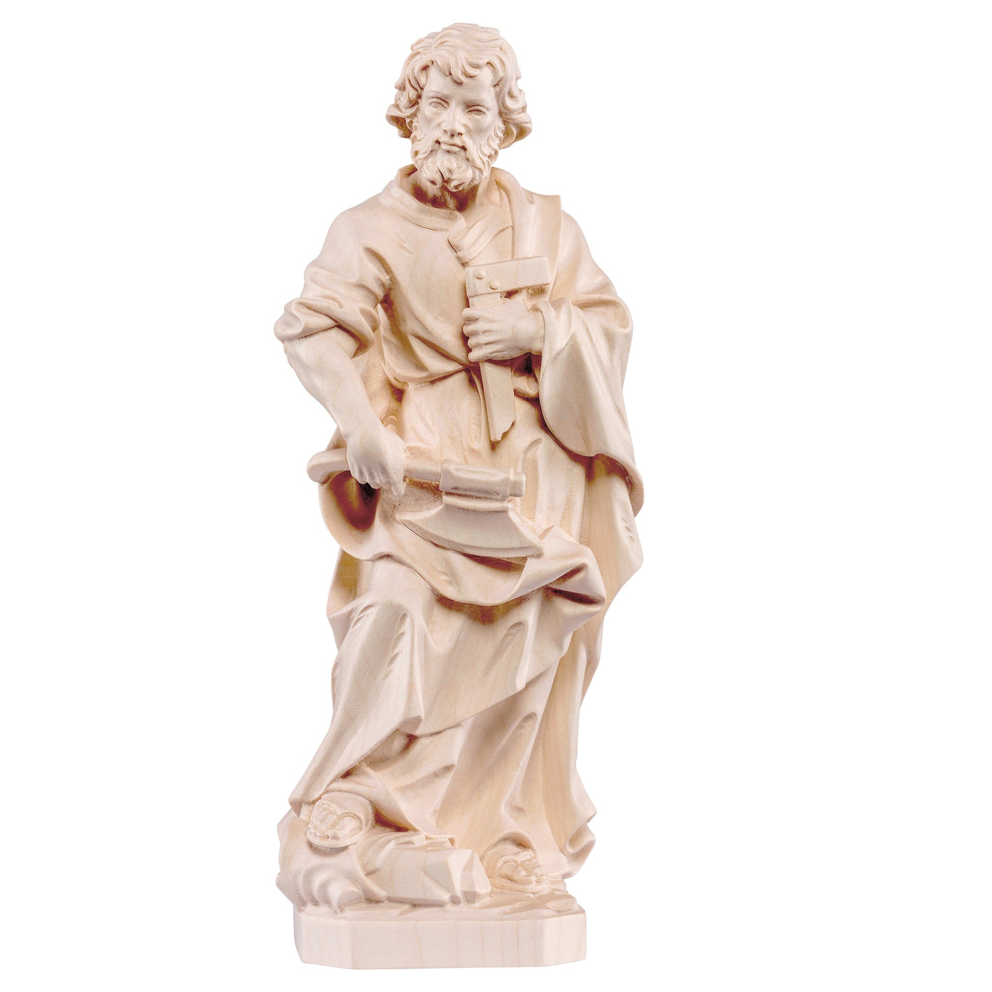 Mondo Cattolico Natural / 10 cm (3.9 in) Wooden statue of St. Joseph the carpenter