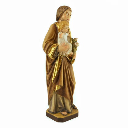 MONDO CATTOLICO 12 cm (4.72 in) Wooden Statue of St. Joseph the "Righteous Man" with Baby Jesus