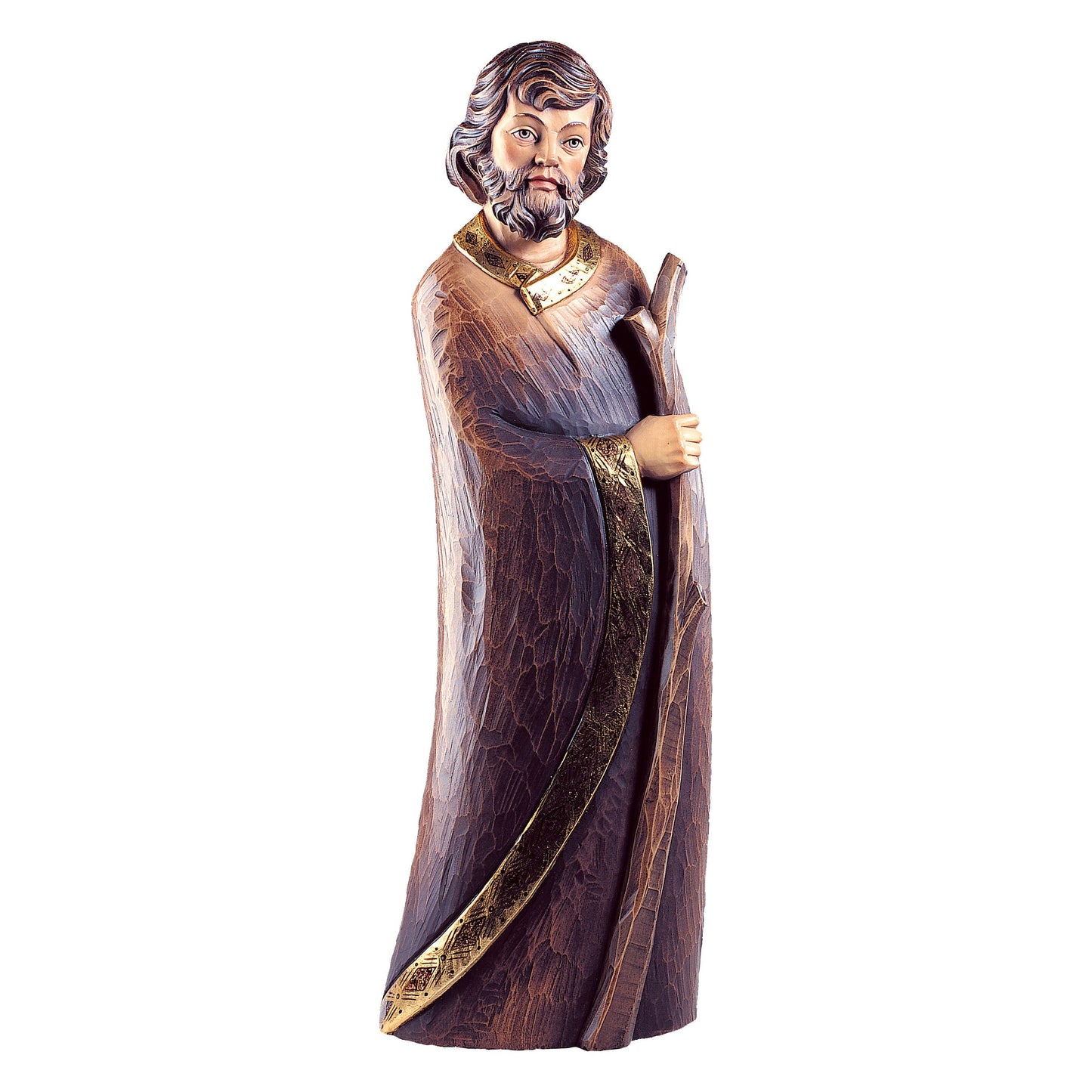 MONDO CATTOLICO Colored / 10 cm (3.9 in) Wooden Statue of St. Joseph the Shepherd