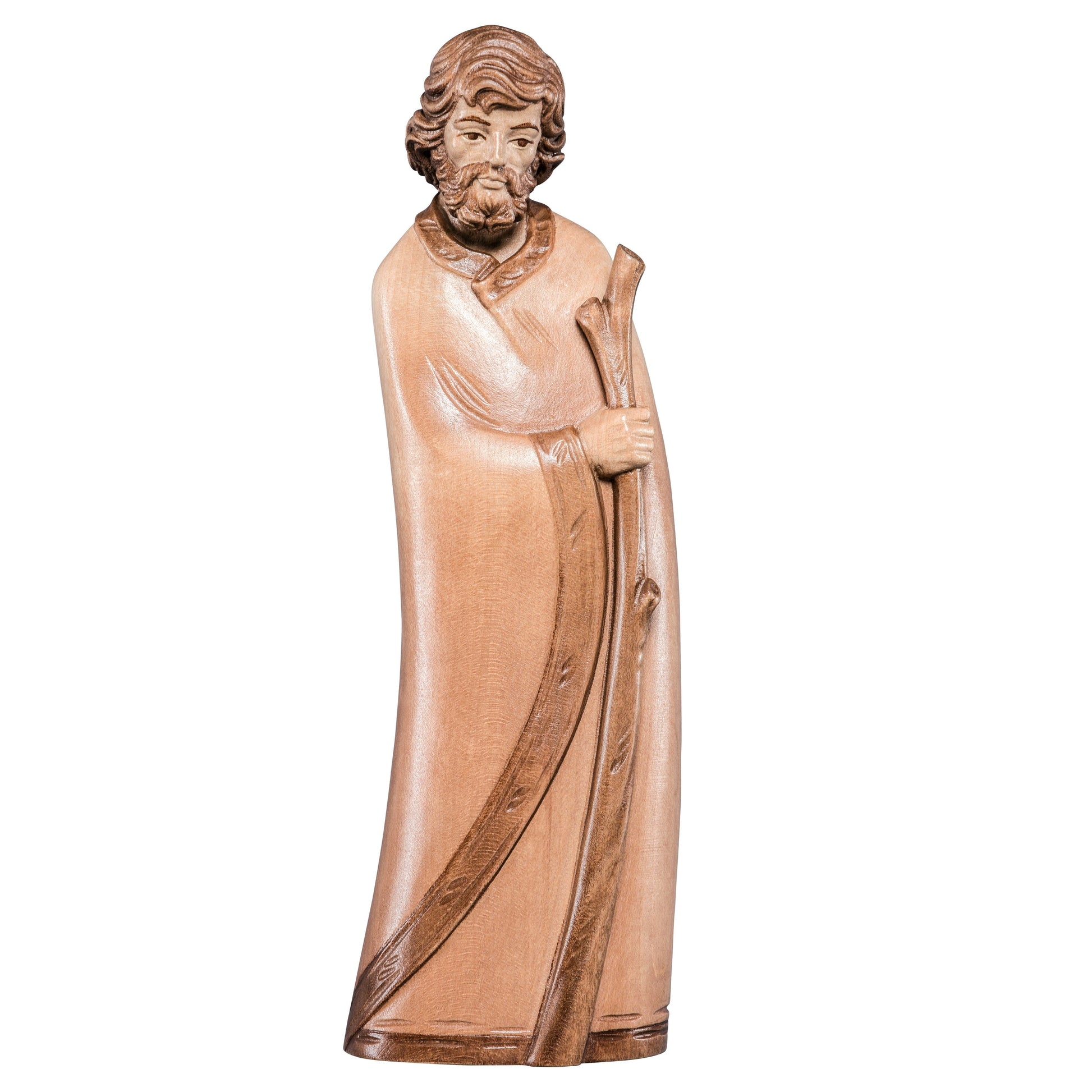 MONDO CATTOLICO Glossy / 15 cm (5.9 in) Wooden Statue of St. Joseph the Shepherd