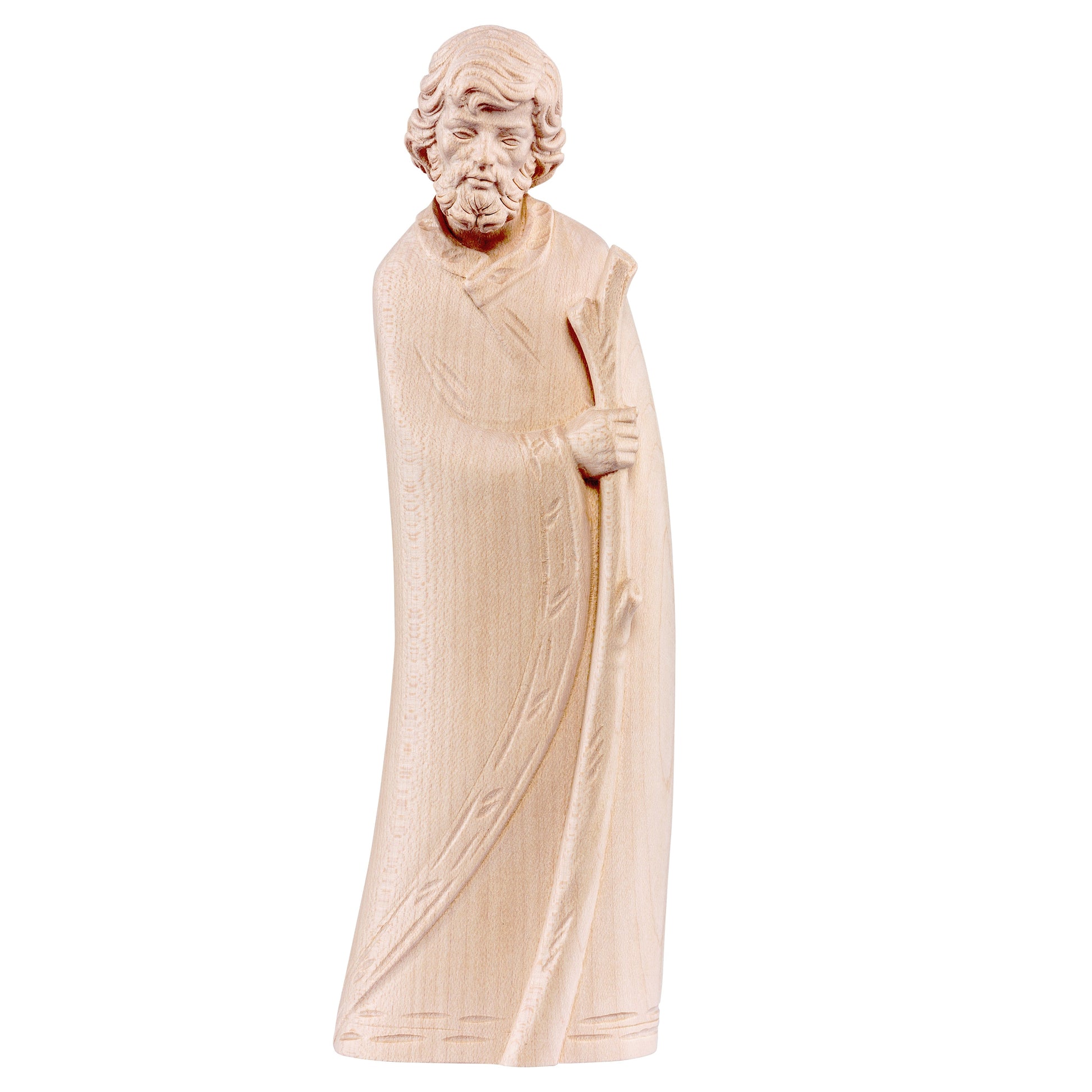 MONDO CATTOLICO Natural / 20 cm (7.9 in) Wooden Statue of St. Joseph the Shepherd