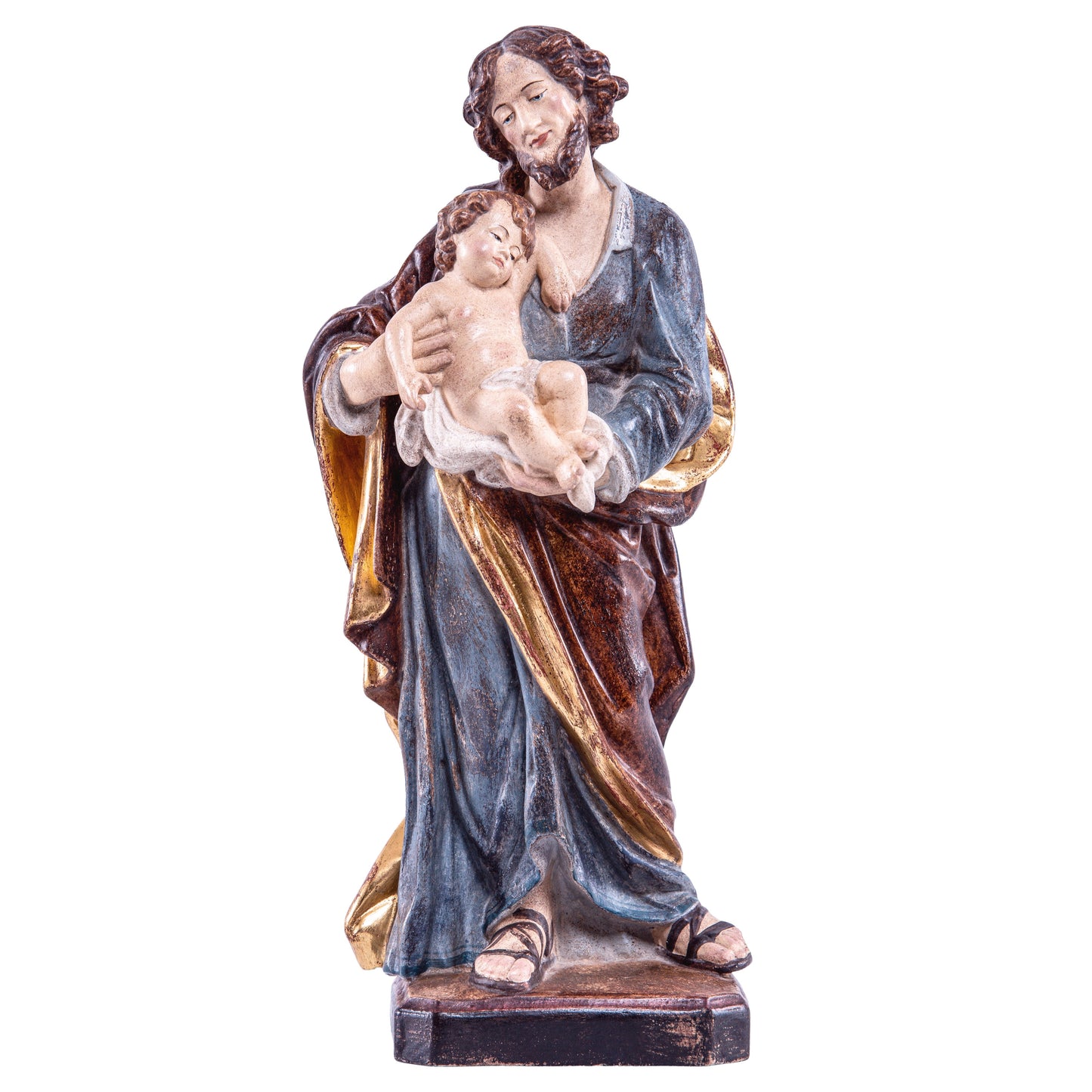 MONDO CATTOLICO Golden / 90 cm (35.4 in) Wooden Statue of St. Joseph With Baby Jesus