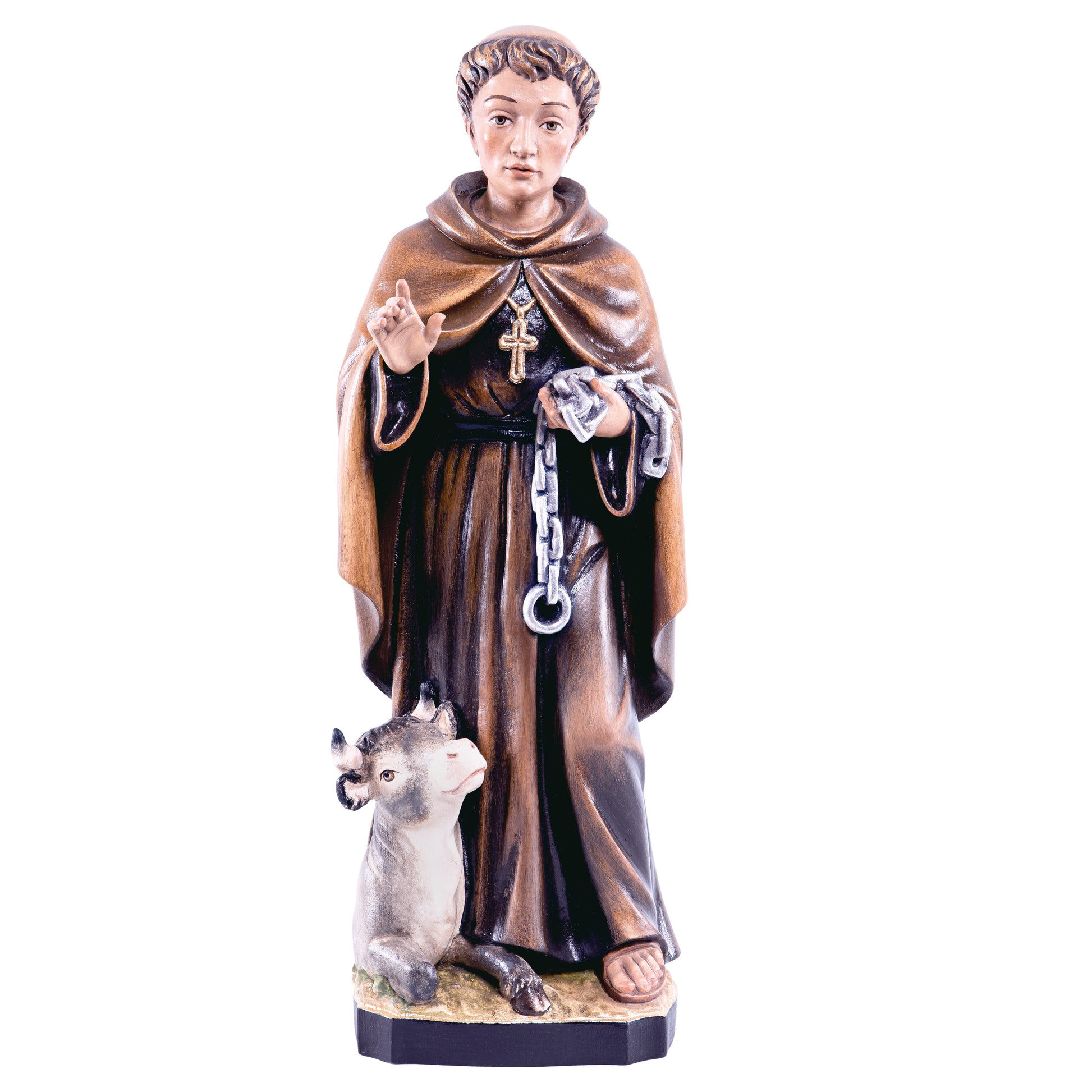 Mondo Cattolico Antiqued / 60 cm (23.6 in) Wooden statue of St. Leonard