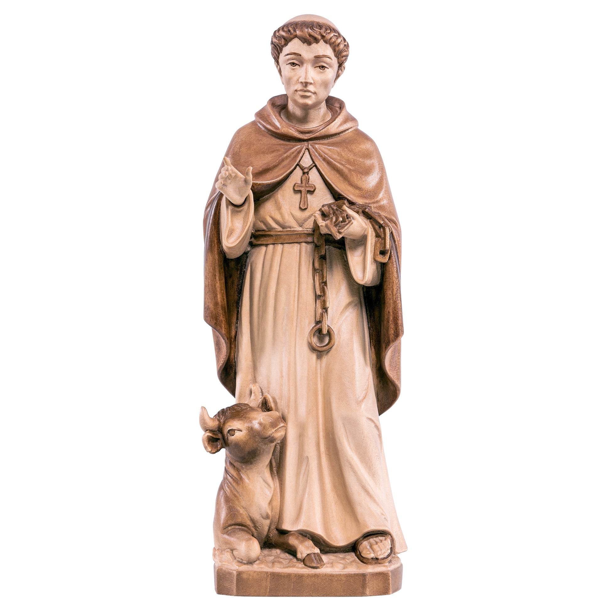 Mondo Cattolico Glossy / 10 cm (3.9 in) Wooden statue of St. Leonard