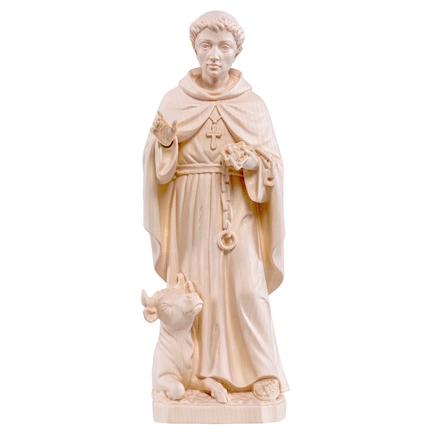 Mondo Cattolico Natural / 15 cm (5.9 in) Wooden statue of St. Leonard