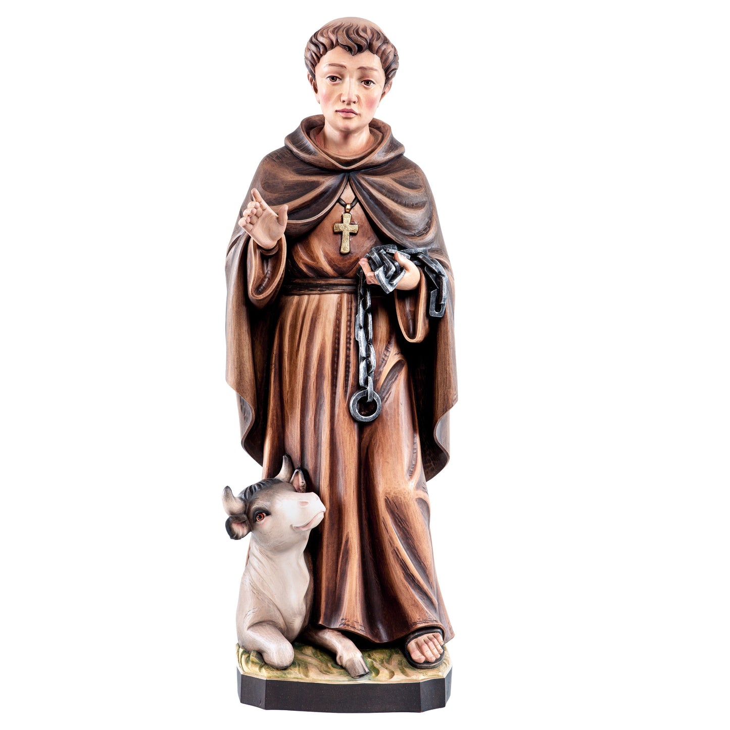 MONDO CATTOLICO Colored / 10 cm (3.9 in) Wooden Statue of St. Leonard of Noblac