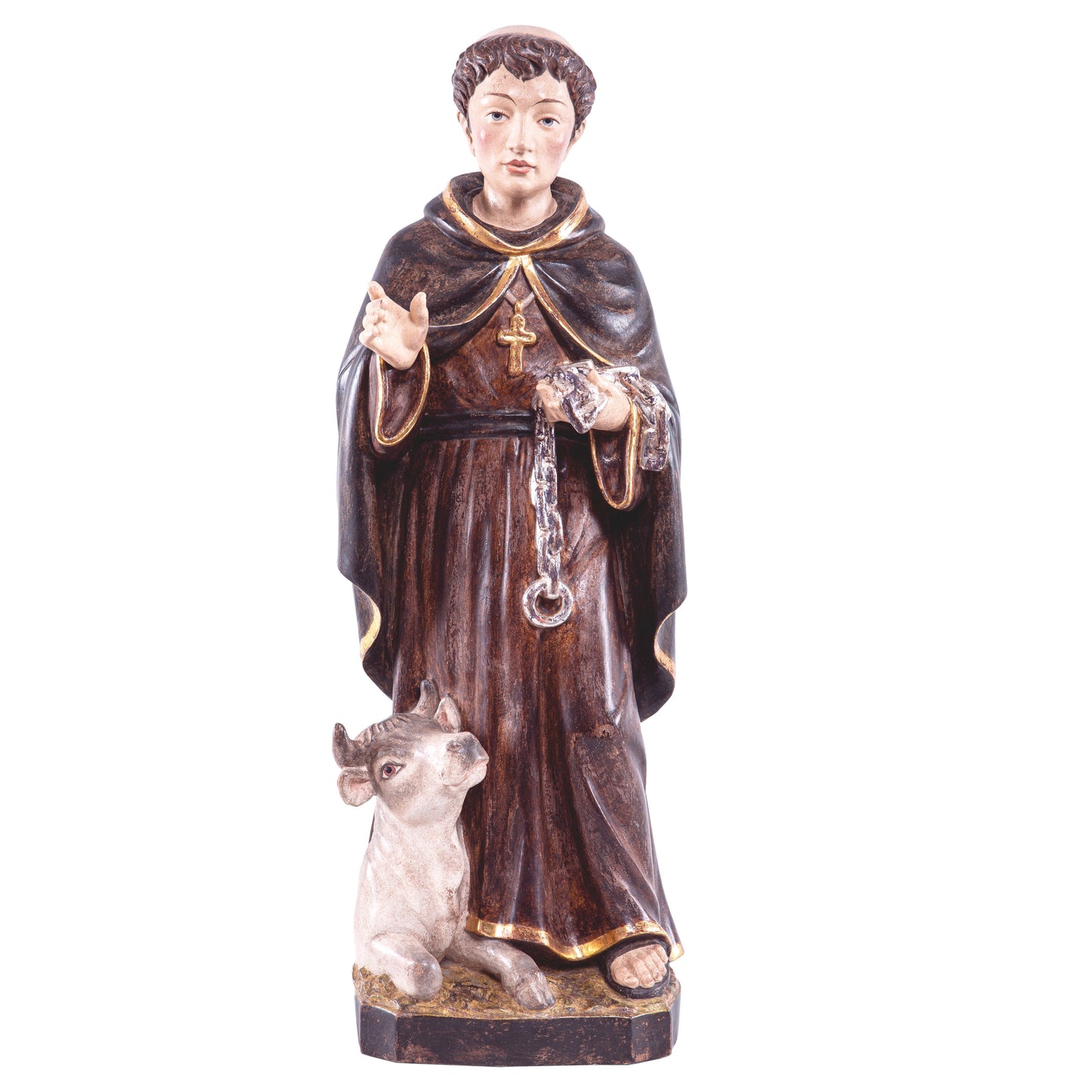 MONDO CATTOLICO Golden / 40 cm (15.7 in) Wooden Statue of St. Leonard of Noblac