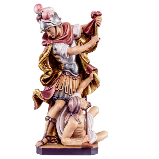 Mondo Cattolico Colored / 17 cm (6.7 in) Wooden statue of St. Martin with beggar