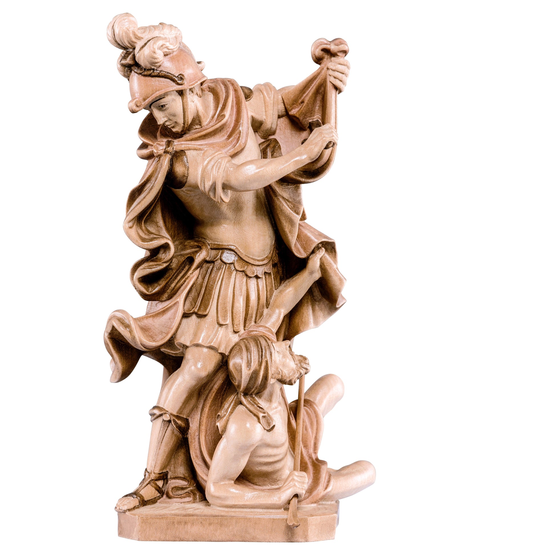 Mondo Cattolico Glossy / 17 cm (6.7 in) Wooden statue of St. Martin with beggar