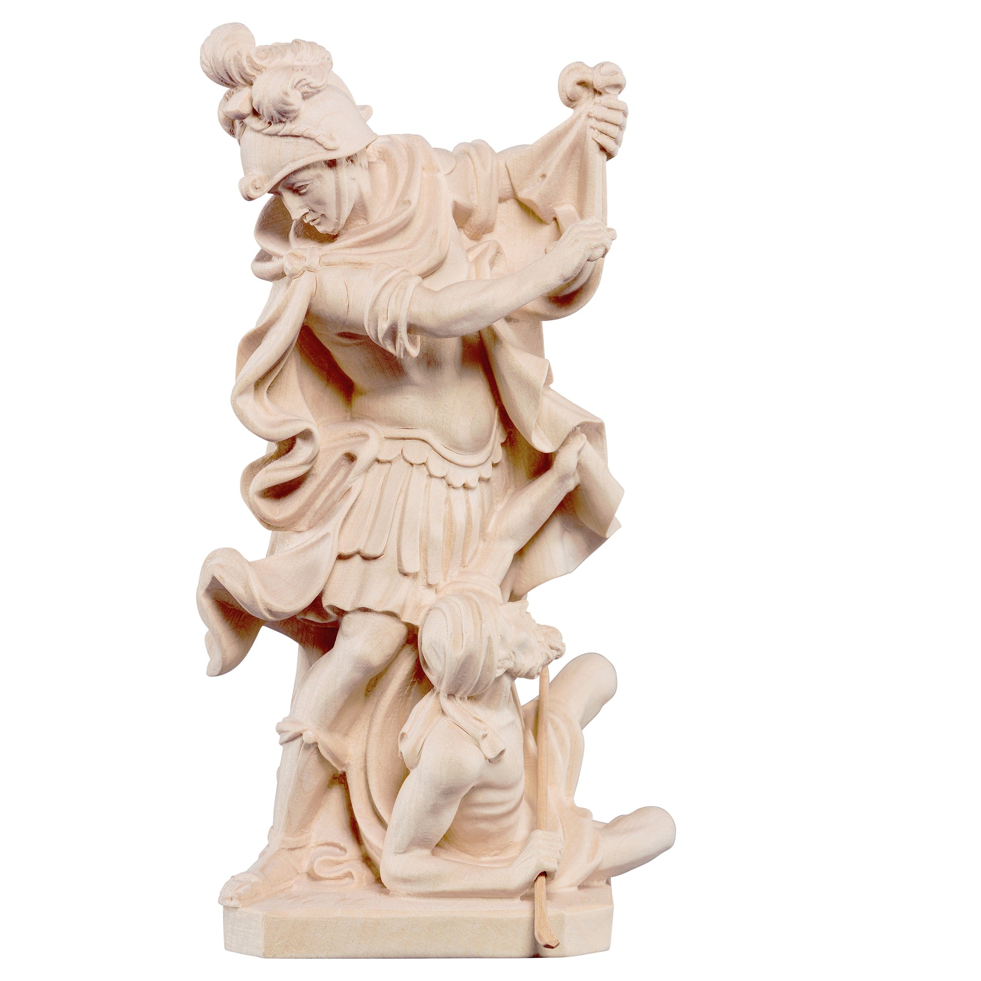 Mondo Cattolico Natural / 17 cm (6.7 in) Wooden statue of St. Martin with beggar