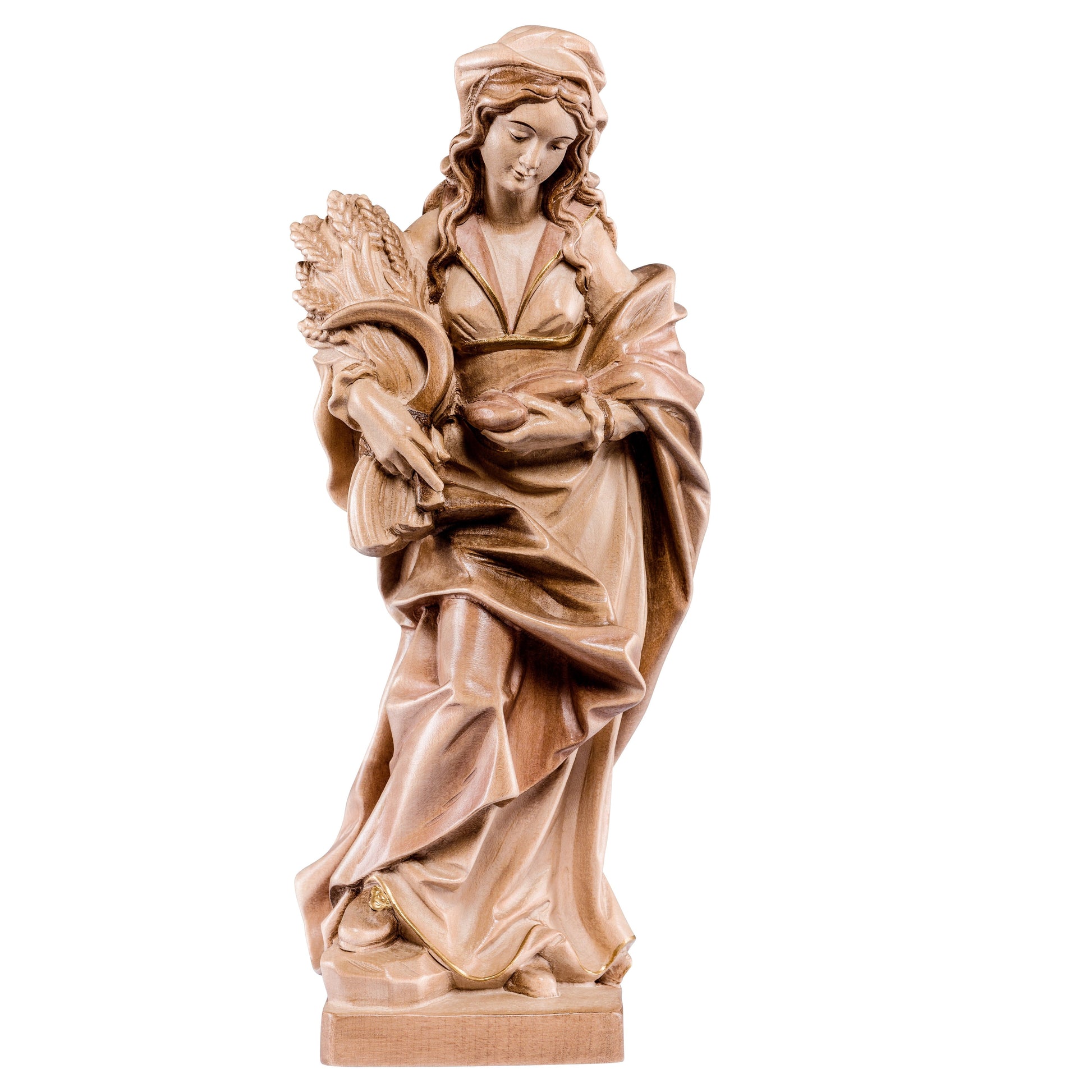 Mondo Cattolico Glossy / 15 cm (5.9 in) Wooden statue of St. Notburga