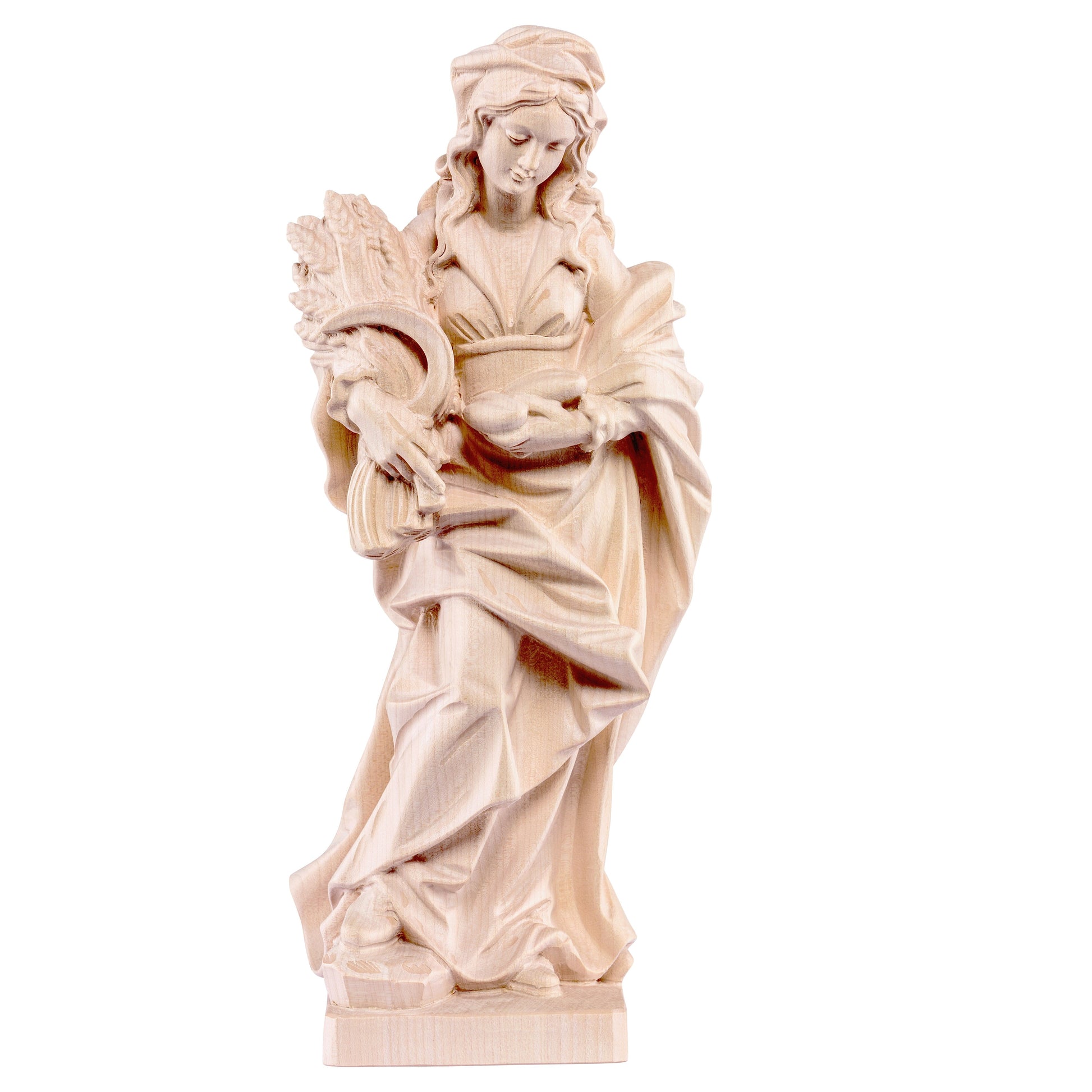 Mondo Cattolico Natural / 15 cm (5.9 in) Wooden statue of St. Notburga