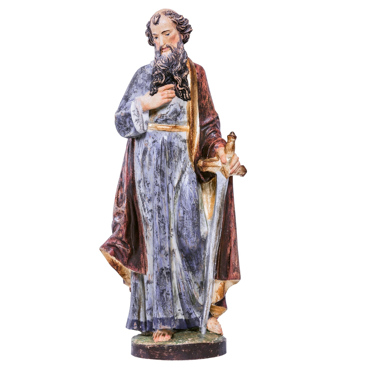 Mondo Cattolico Antiqued / 40 cm (15.7 in) Wooden statue of St. Paul