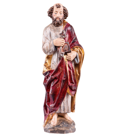 MONDO CATTOLICO Golden / 50 cm (19.7 in) Wooden statue of St. Peter gothic style