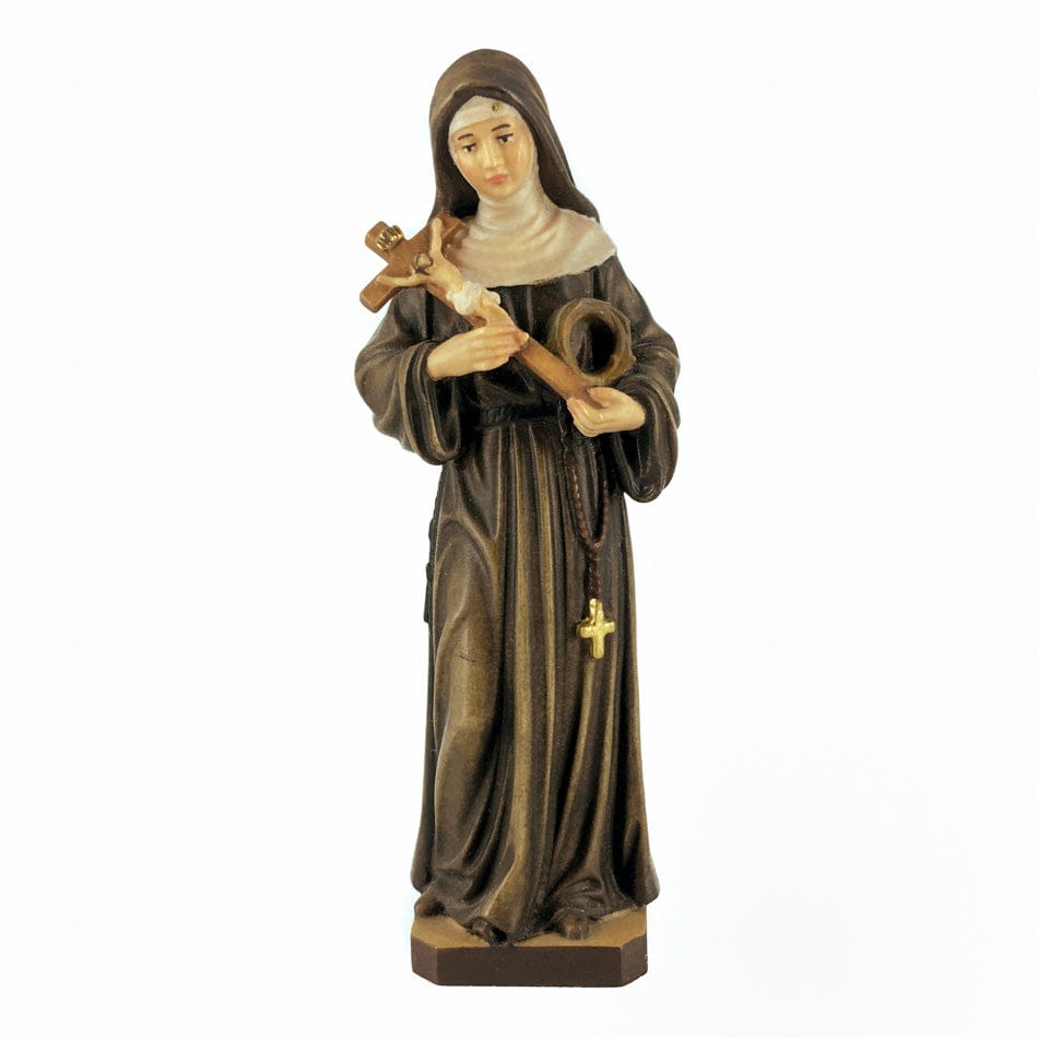 Sv Rita Wooden Statue of St. Rita of Cascia with Crucifix and Crown of Thorns ...