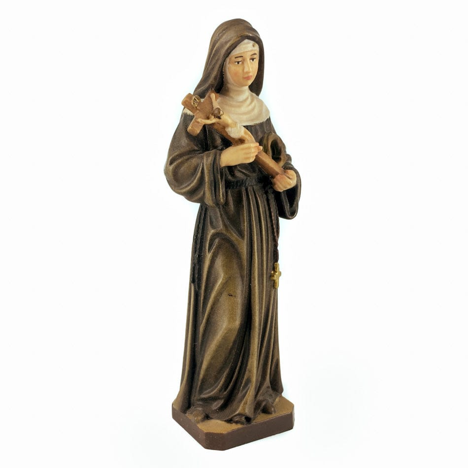 MONDO CATTOLICO 13 cm (5.12 in) Wooden Statue of St. Rita of Cascia With A Crown of Thorns