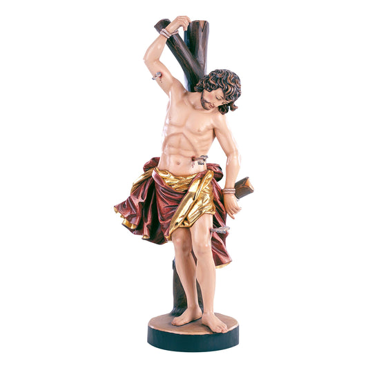 Mondo Cattolico Colored / 15 cm (5.9 in) Wooden statue of St. Sebastian