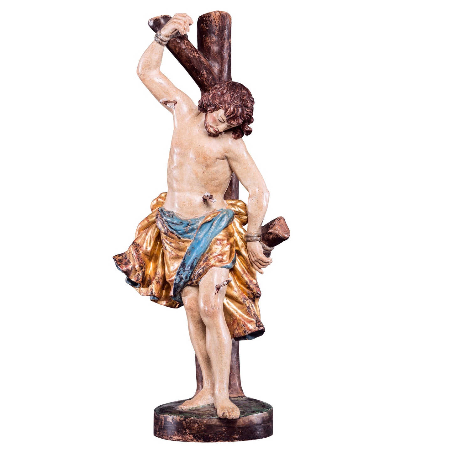 Mondo Cattolico Golden / 40 cm (15.7 in) Wooden statue of St. Sebastian