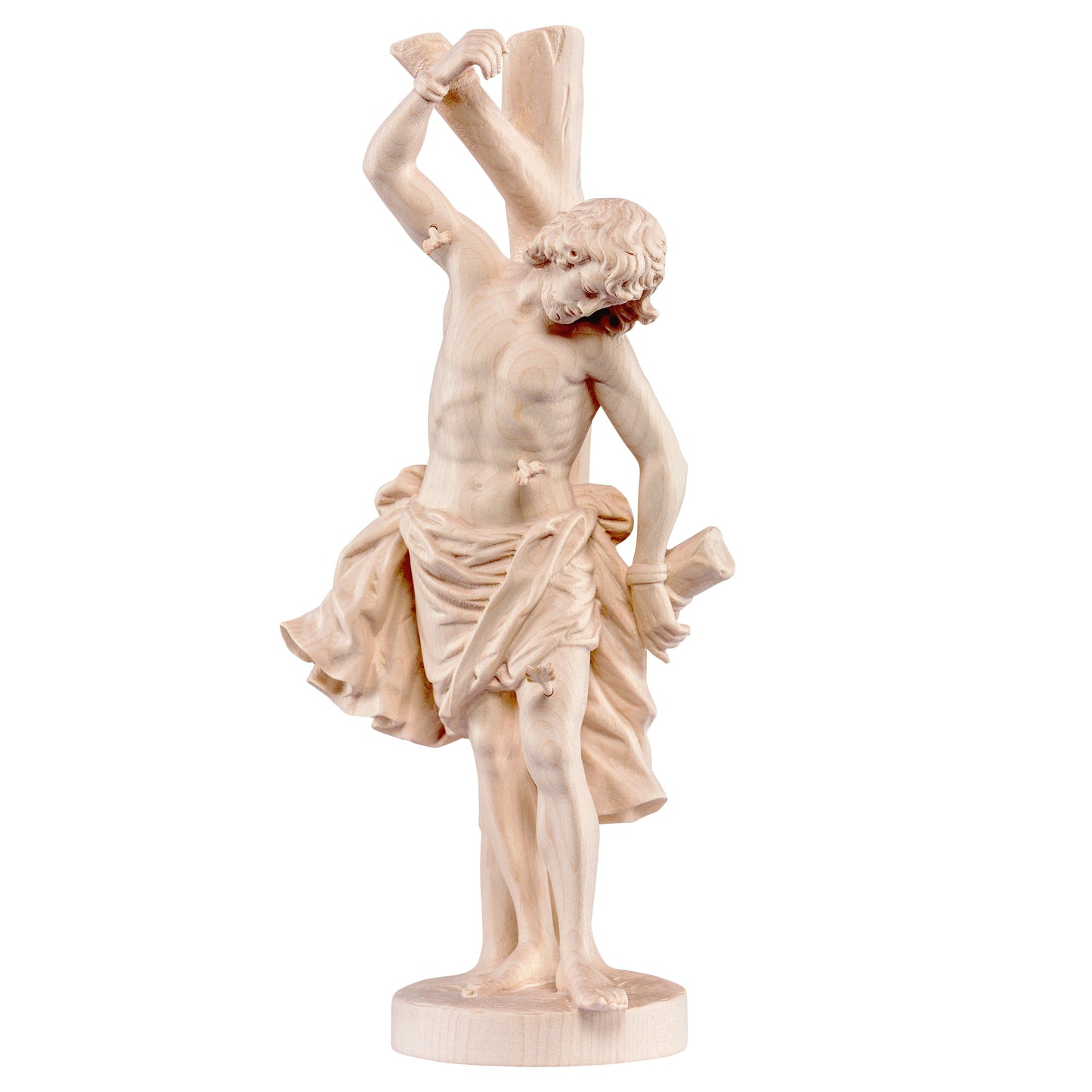 Mondo Cattolico Natural / 15 cm (5.9 in) Wooden statue of St. Sebastian