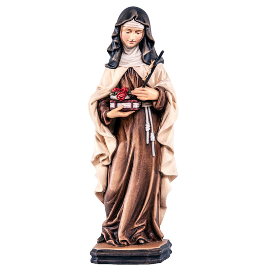 Mondo Cattolico Colored / 15 cm (5.9 in) Wooden statue of St. Thérèse