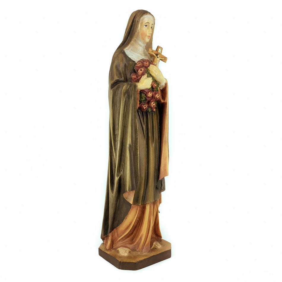MONDO CATTOLICO 21 cm (8.27 in) Wooden Statue of St. Thérèse of Lisieux with Crucifix