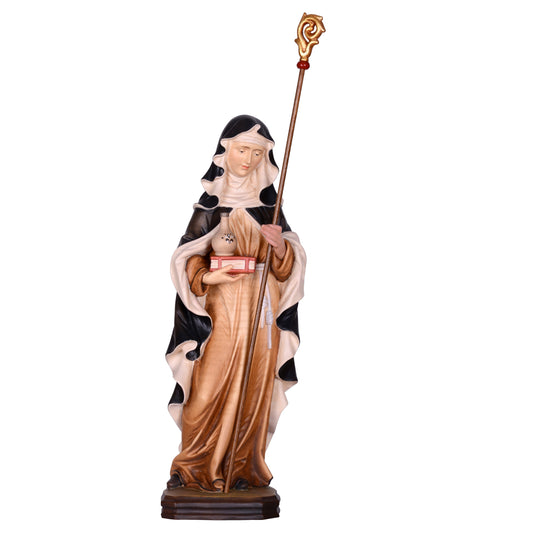 Mondo Cattolico Colored / 15 cm (5.9 in) Wooden statue of St. Walburga
