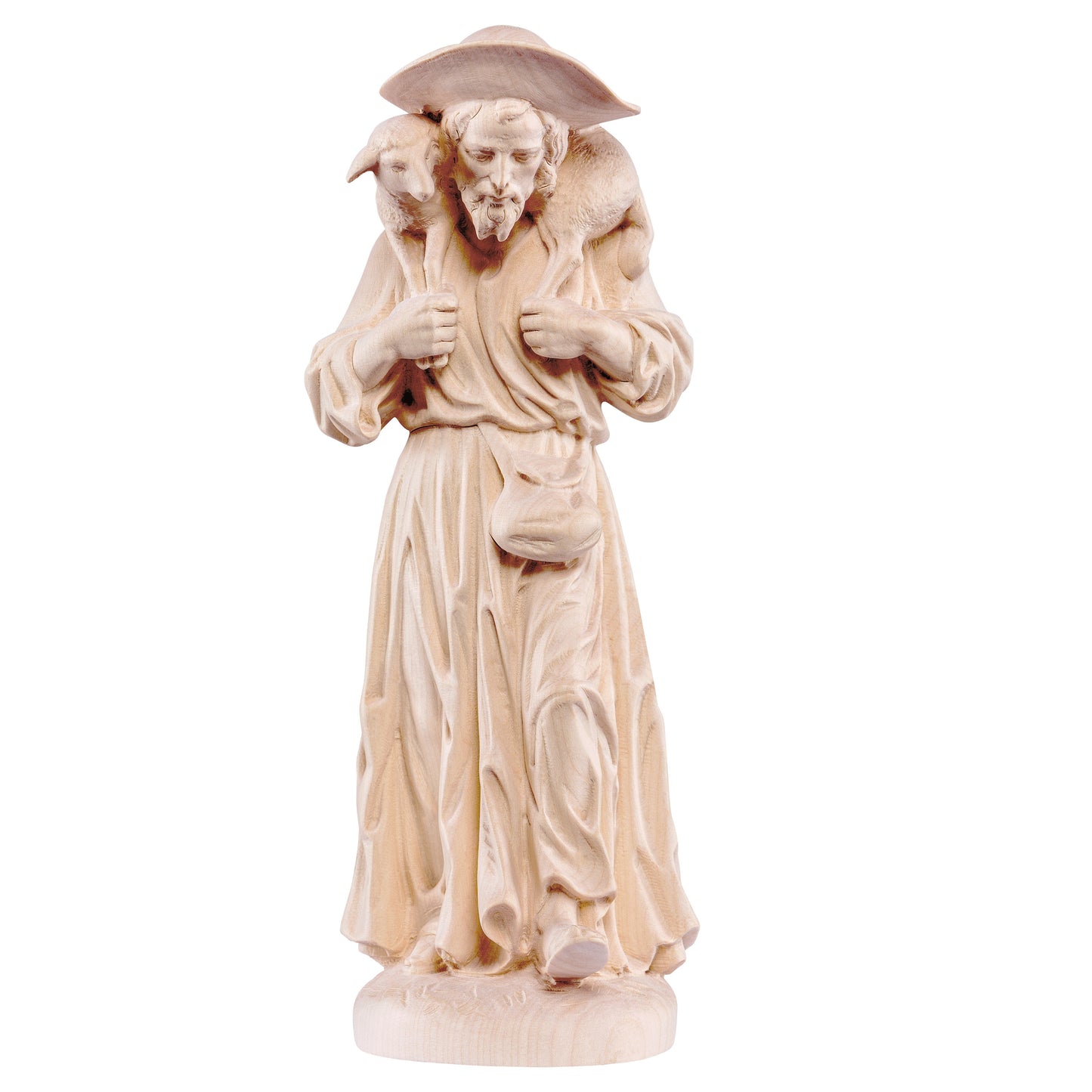 Mondo Cattolico Natural / 35 cm (13.8 in) Wooden statue of St. Wendelin