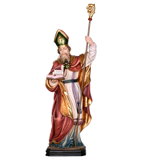 Mondo Cattolico Colored / 15 cm (5.9 in) Wooden statue of St. Wolfgang