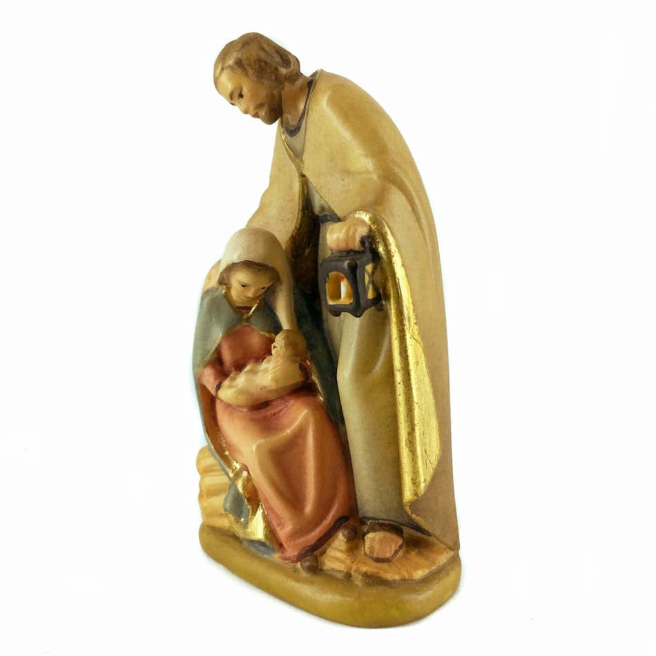 Mondo Cattolico 8 cm (3.15 in) Wooden Statue of the Holy Family With St. Joseph's Holy Cloak
