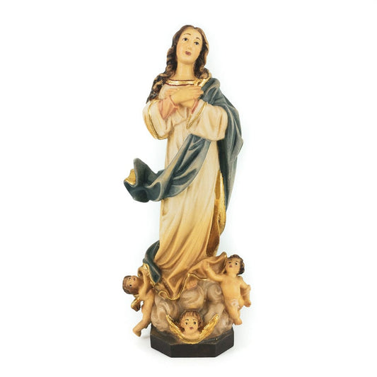 Mondo Cattolico 16 cm (6.30 in) Wooden Statue of the Immaculate Conception of Los Venerables