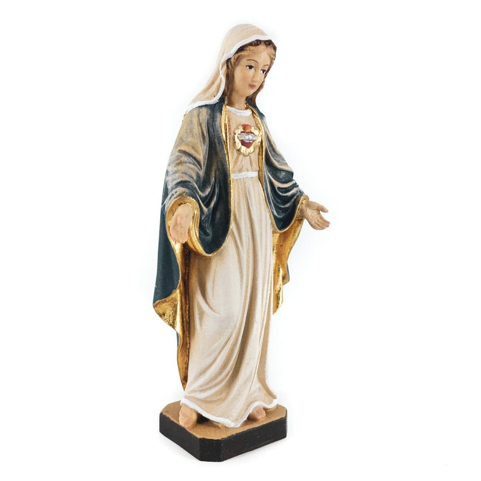 PEMA S.R.L. 14 cm (5.51 in) Wooden Statue of the Immaculate Heart of Mary With Blue Veil