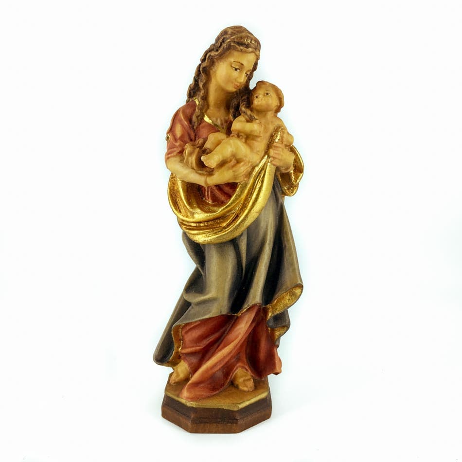 Mondo Cattolico 15 cm (5.90 in) Wooden Statue of the Virgin Mary With Golden Veil